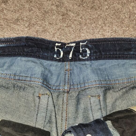 575 California Lifestyle Denim Distressed Bootcut Button Fly Jeans Size 34 x 35 - Picture 5 of 16